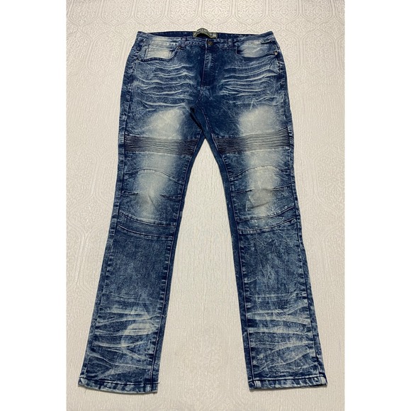 Denim & Rivets Other - Denim & Rivets Premium Moto Jeans Men's Size 38 Acid Wash Stretch Whiskers